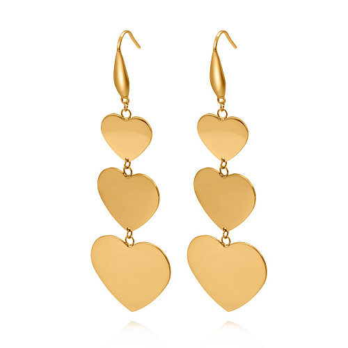 INS Style Retro Fashion Heart Stainless Steel  Plating No Inlaid Earrings