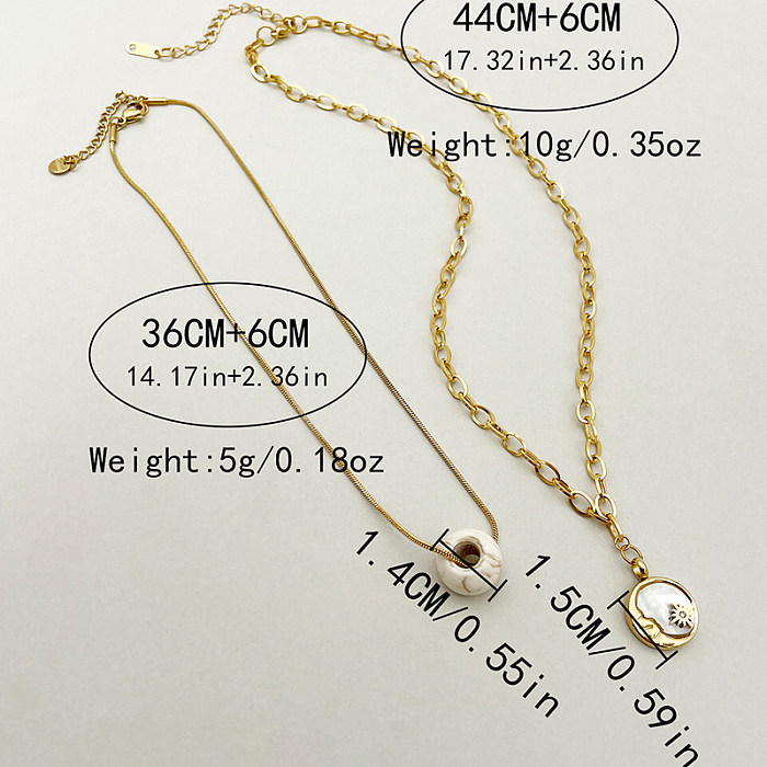 Simple Style Classic Style Eight Awn Star Stainless Steel  Plating Inlay Natural Stone Shell Zircon Gold Plated Necklace