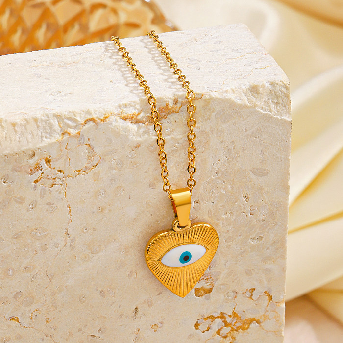 Collar plateado oro 18K del esmalte del acero inoxidable de la forma del corazón del ojo del diablo de Streetwear
