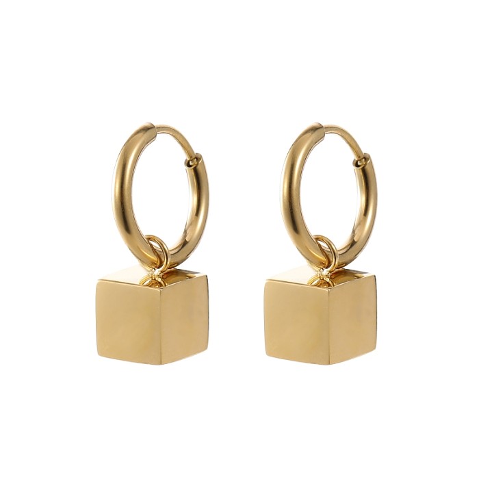 1 Pair Casual Cute Simple Style Square Flower Polishing Plating Stainless Steel  Gold Plated Drop Earrings
