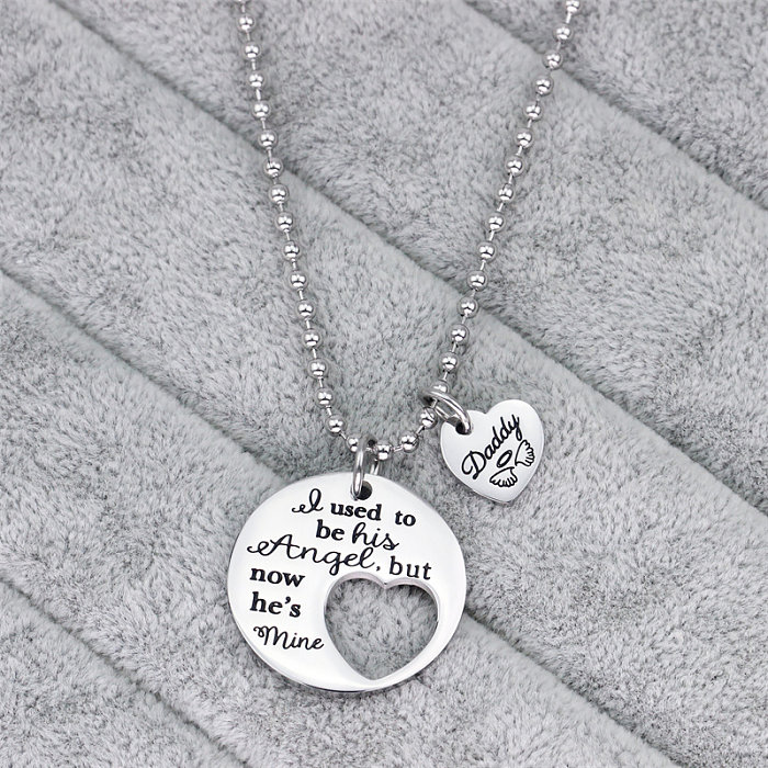 I Used To Be His Angel But Now He's Mine Daddy Father's Day Stainless Steel Necklace