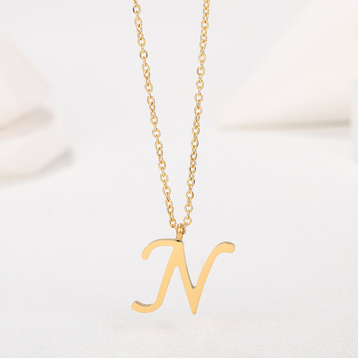 1 Piece Simple Style Letter Stainless Steel  Plating Pendant Necklace