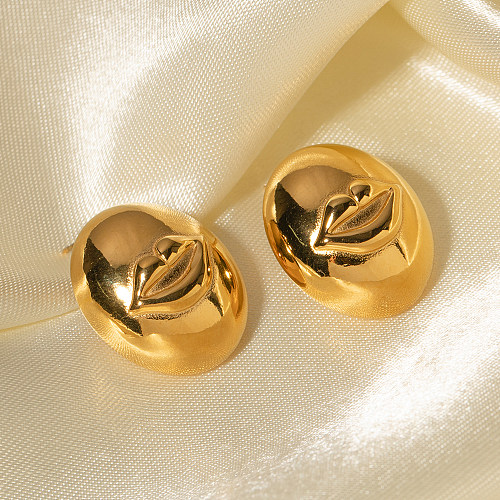 1 par de pendientes chapados en oro de 18 quilates de acero inoxidable con labios de estilo Simple estilo IG