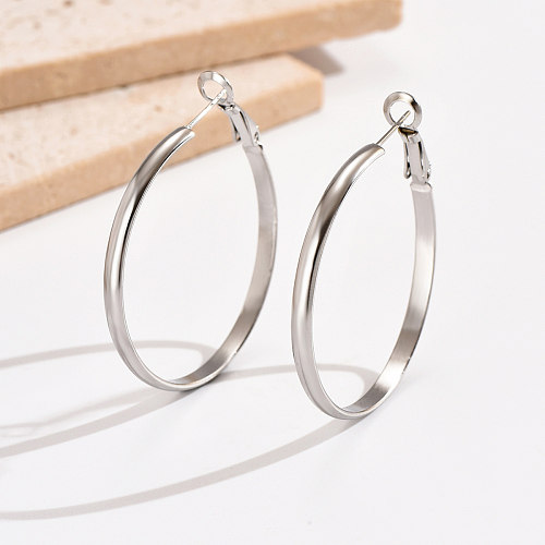 1 Pair Simple Style Round Polishing Stainless Steel  Hoop Earrings