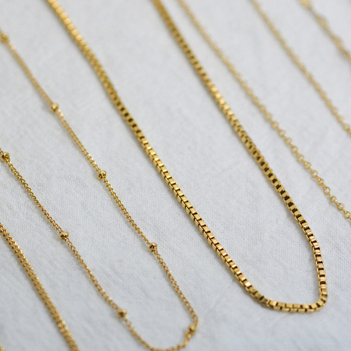 Simple Stainless Steel Chain 18K Gold-plated Necklace