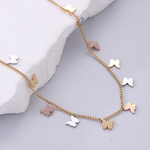 Casual Sweet Simple Style Butterfly Stainless Steel  Plating 18K Gold Plated Necklace