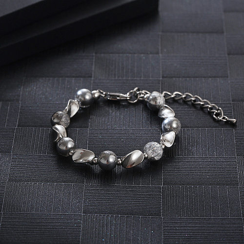 Bracelets en acier titane perlés géométriques de style simple, vente en gros