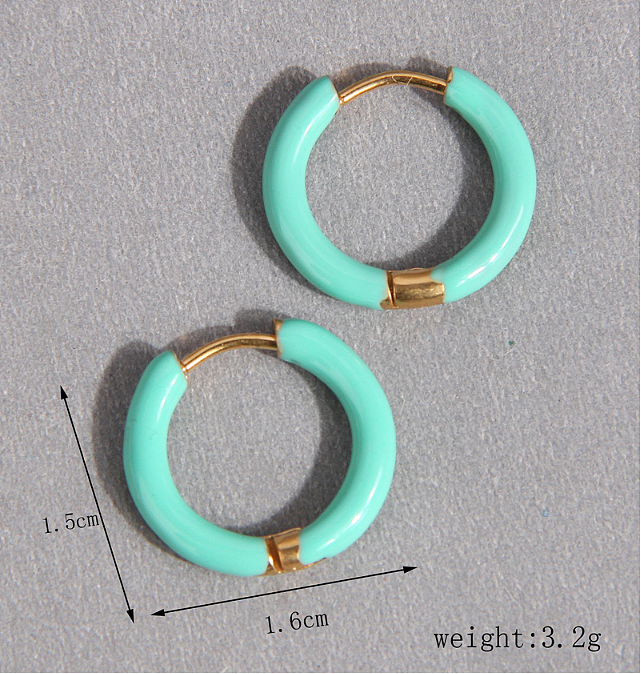 1 paire de boucles d'oreilles créoles rondes en acier inoxydable, Style Simple, couleur unie