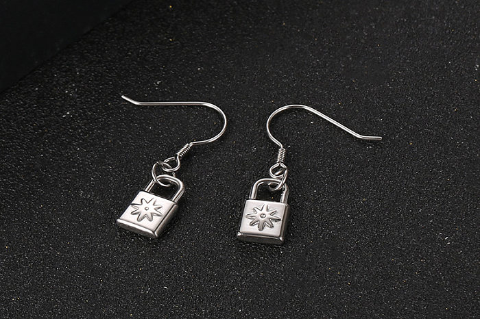 1 Piece Streetwear Lock Polishing Stainless Steel  Drop Earrings