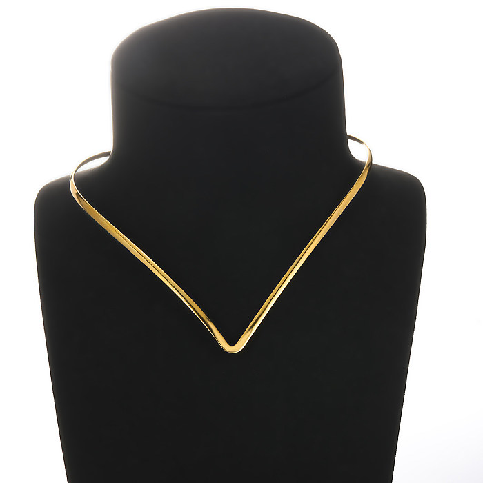 1 Piece Glam Vintage Style Fashion V Shape Stainless Steel  Plating Choker