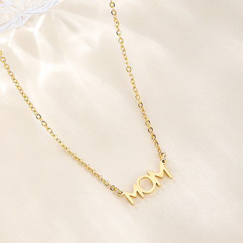 Simple Style Letter Stainless Steel  Stainless Steel Plating Hollow Out 18K Gold Plated Necklace