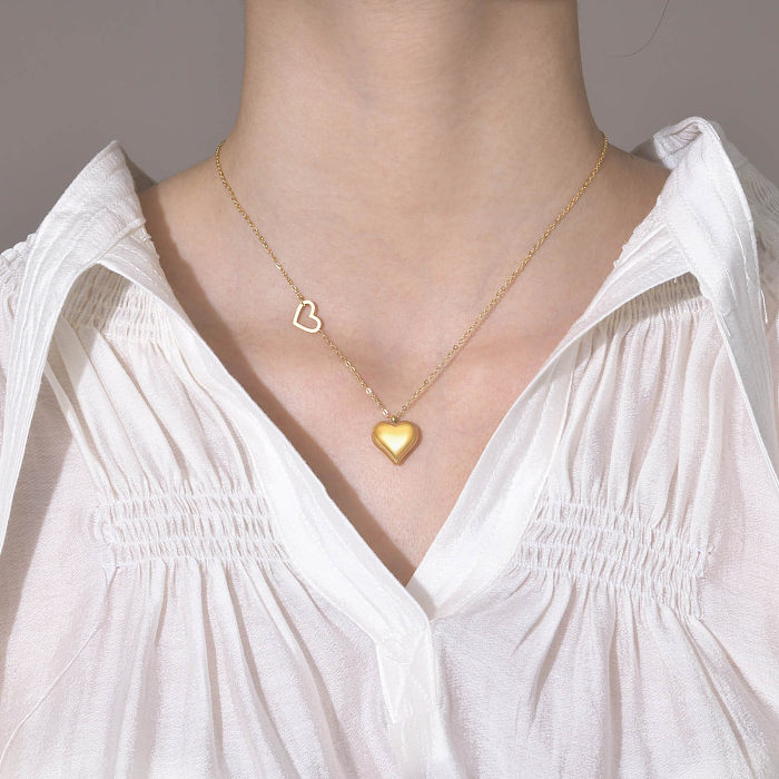 Modische Halskette mit Anhänger in Herzform aus Edelstahl mit Edelstahlbeschichtung, 1 Stück