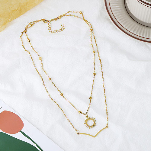 IG Style Simple Style Sun Stainless Steel  Handmade Double Layer Necklaces