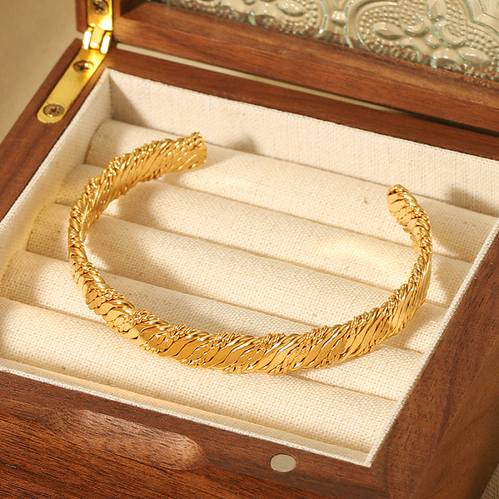 Pulseira banhada a ouro 18K de aço inoxidável de cor sólida estilo vintage