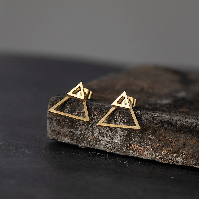 Boucles d'oreilles triangulaires en acier inoxydable, étoile simple, vente en gros