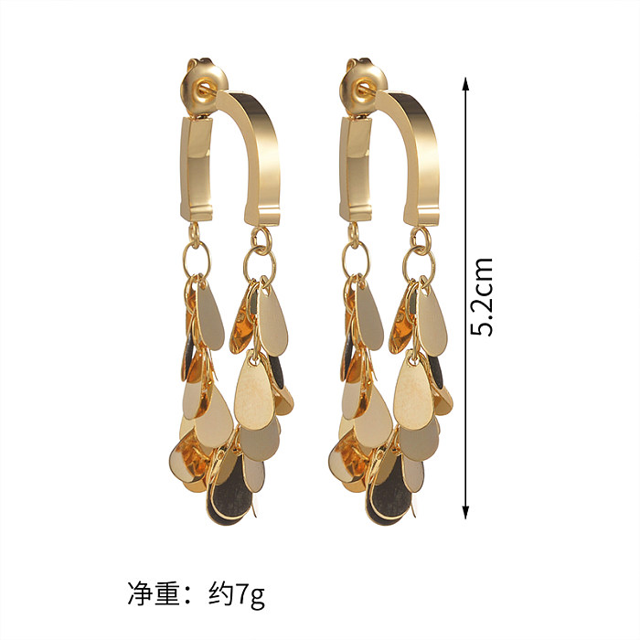 1 Pair Elegant Simple Style Water Droplets Solid Color Plating Stainless Steel  18K Gold Plated Drop Earrings
