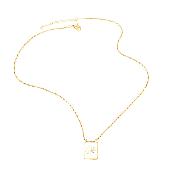 Lässiger, schlichter Stil, menschliche Herzform, rechteckig, Edelstahl, Kupfer-Emaille-Beschichtung, 18 Karat vergoldet, Anhänger-Halskette, lange Halskette