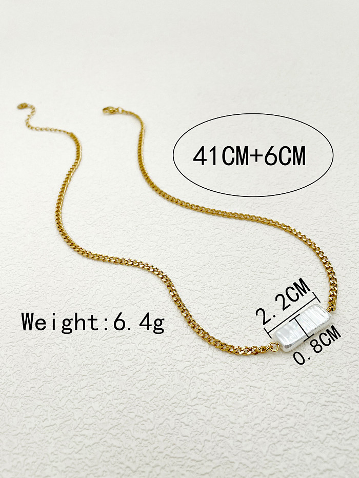 Casual Baroque Style Artistic Rectangle Stainless Steel  Metal Plating Gold Plated Necklace