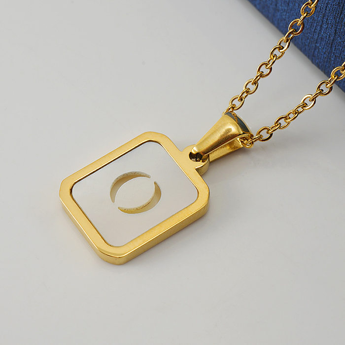 Moda carta pingente de aço inoxidável colar banhado a ouro concha colares de aço inoxidável