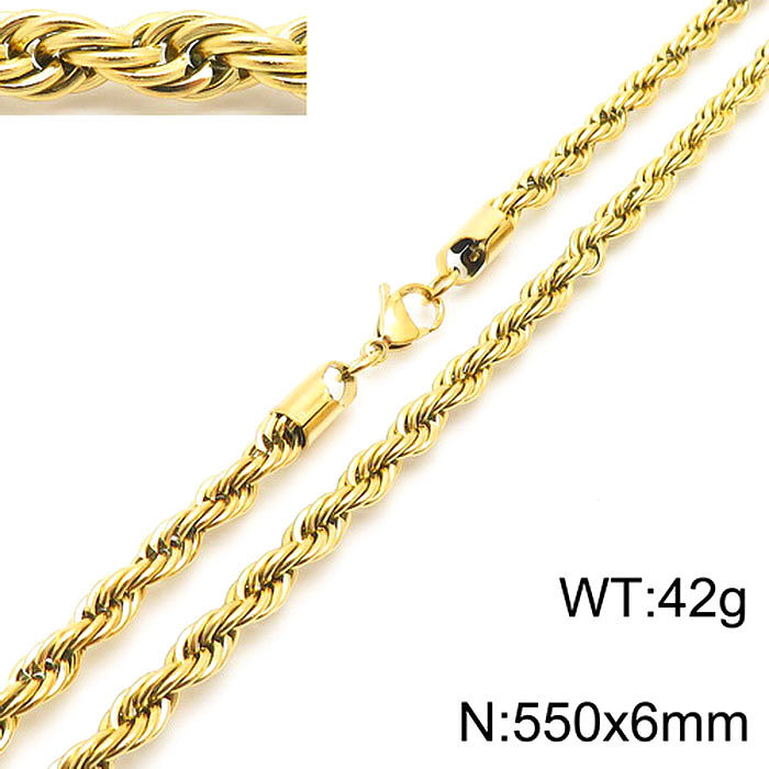 Lässige, schlichte, einfarbige Halskette aus Edelstahl mit Edelstahlbeschichtung und vergoldeter Halskette
