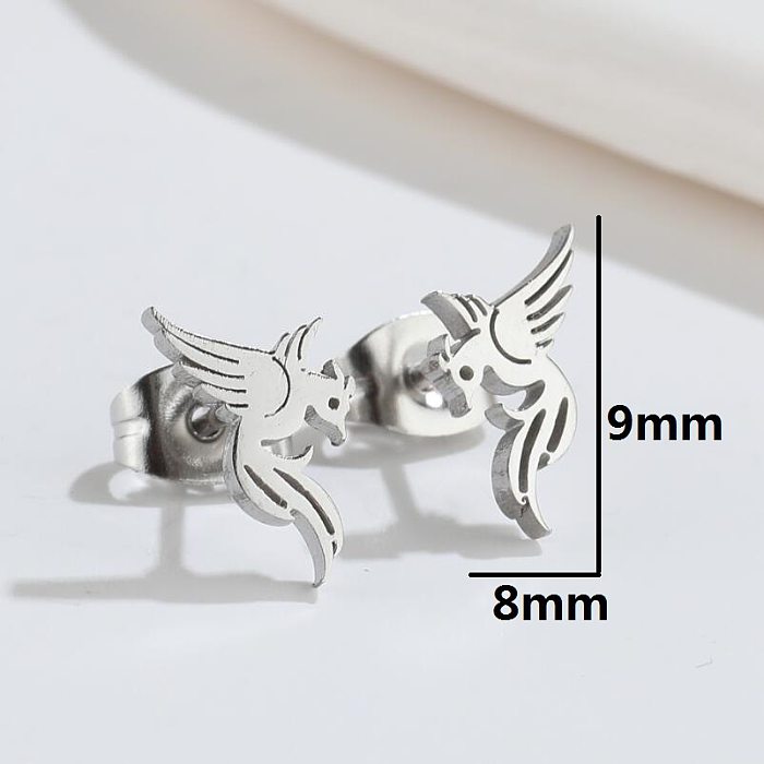 Fashion Phoenix Stainless Steel Hollow Out Ear Studs 1 Pair
