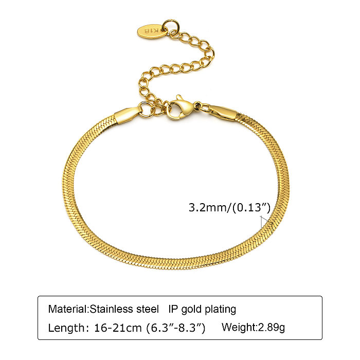 IG Style Classic Style Solid Color Stainless Steel 18K Gold Plated Bracelets In Bulk