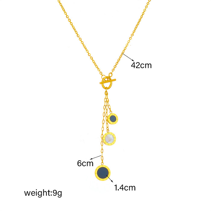 Elegant Shiny Tassel Stainless Steel Plating 18K Gold Plated Necklace