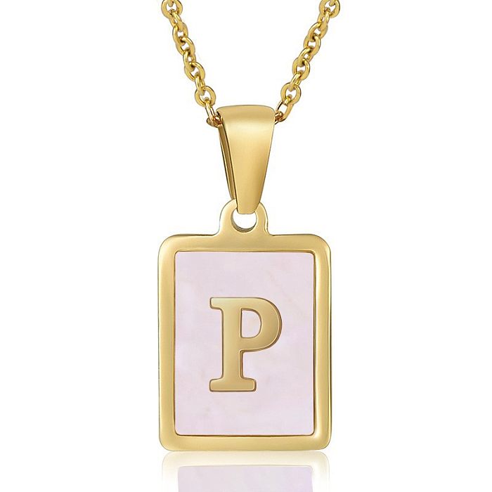 Fashion Letter Stainless Steel  Plating Inlay Shell Pendant Necklace 1 Piece