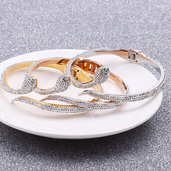 Creative Snake-shaped Titanium Steel Diamond Electroplating 18k Gold Bracelet Wholesale jewelry