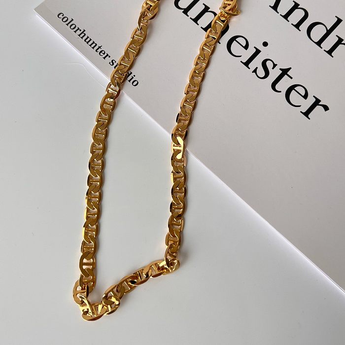 Retro-Halskette aus einfarbigem Kupfer mit 18-Karat-Vergoldung