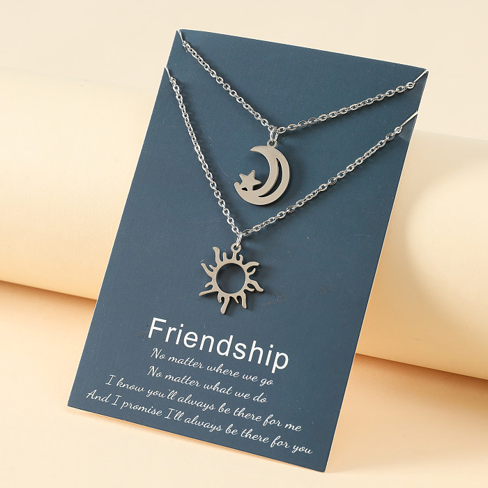 Elegant Preppy Style Simple Style Sun Moon Stainless Steel  Zinc Alloy Pendant Necklace