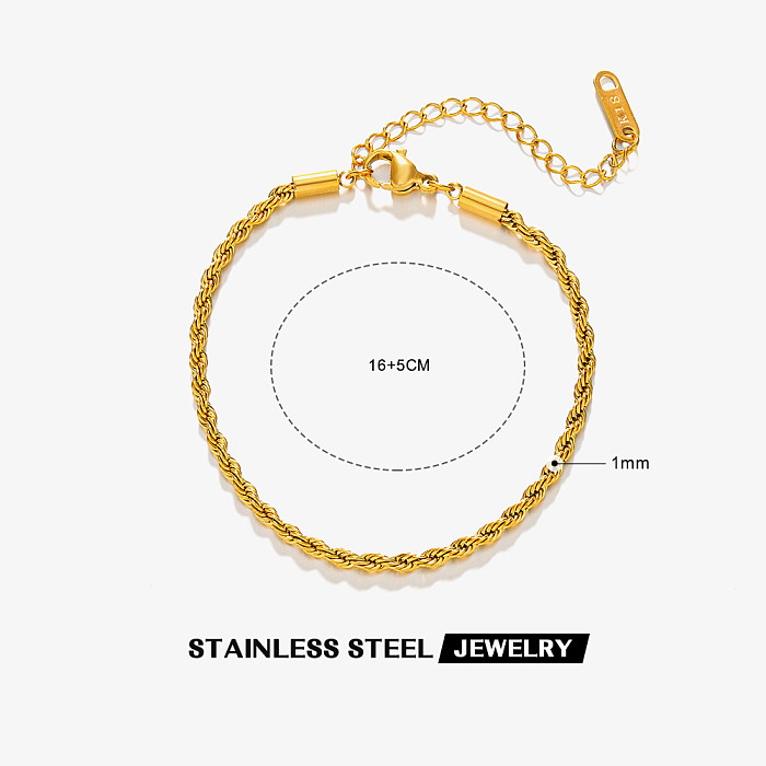 IG Style Simple Style Twist Stainless Steel 18K Gold Plated Bracelets In Bulk