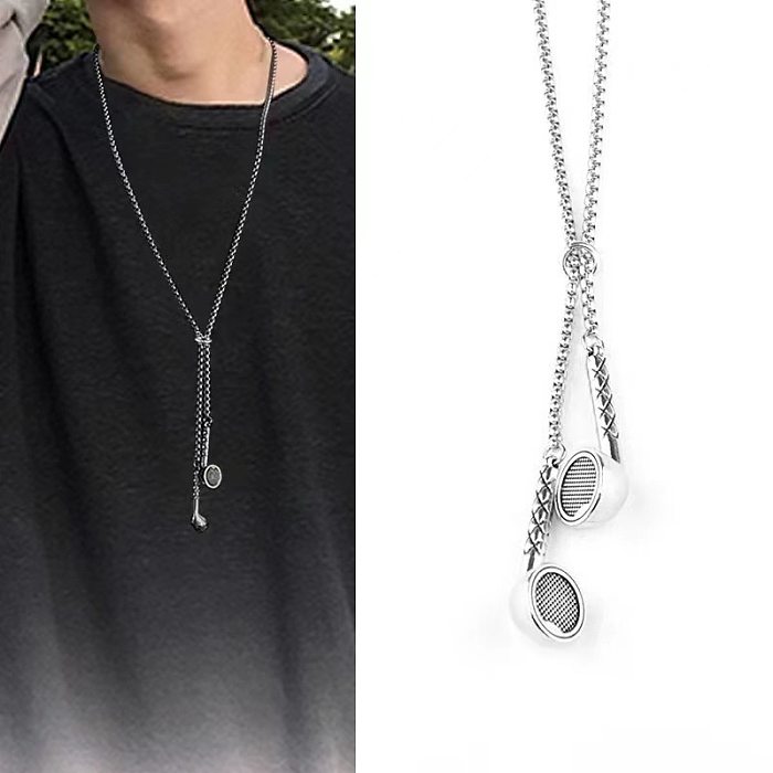 Hip-Hop Punk Cross Feather Stainless Steel Pendant Necklace Long Necklace