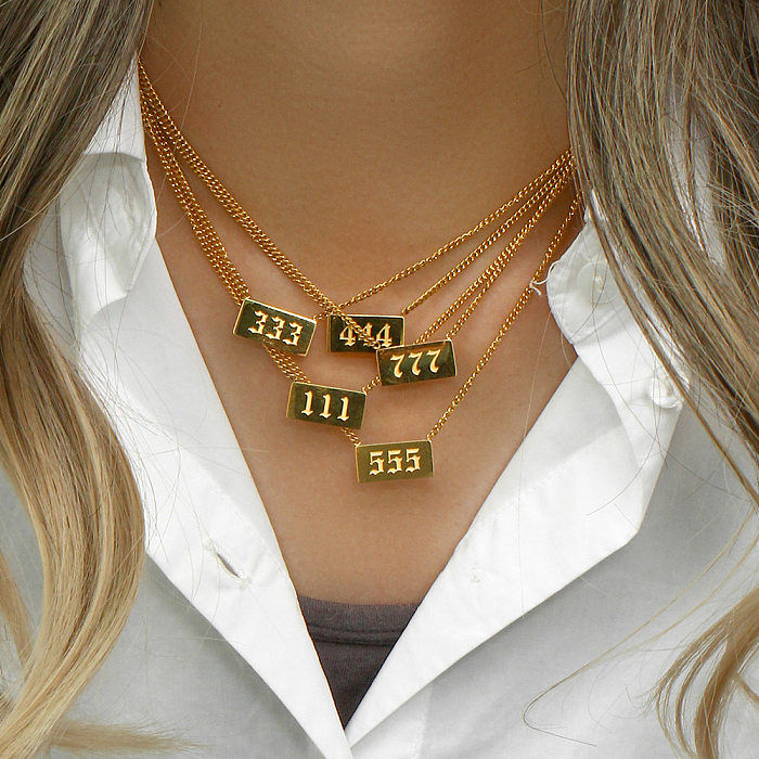 Fashion Female Solid Color Digital Stainless Steel  Necklace Wholesale