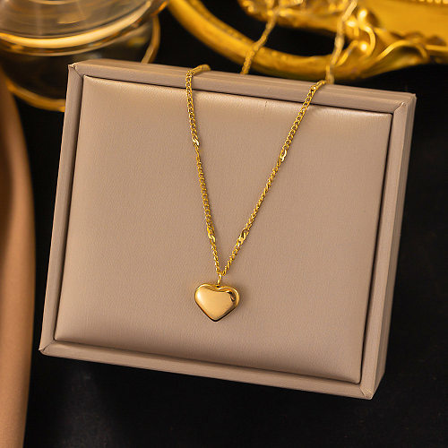 Elegant Streetwear Heart Shape Stainless Steel  Stainless Steel Plating Pendant Necklace