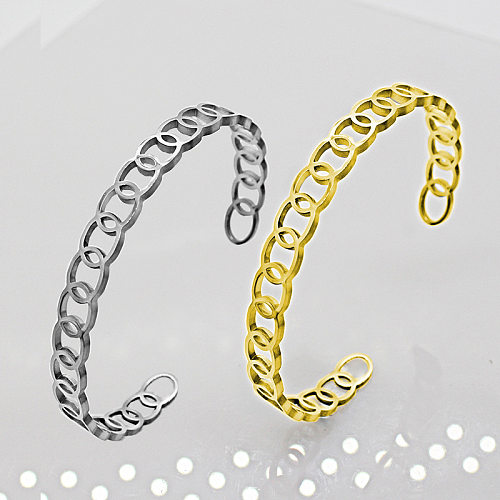 1 Piece Retro Oval Stainless Steel Plating Hollow Out Bangle