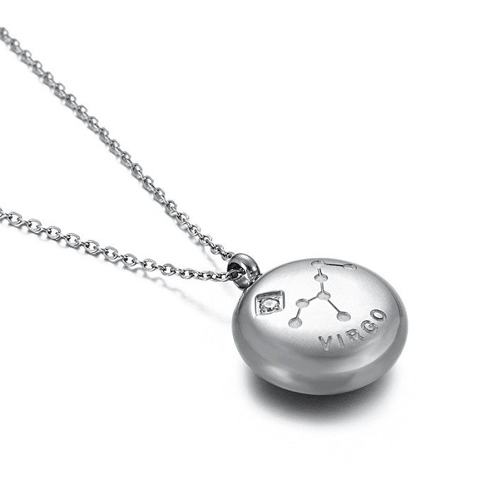 Simple Twelve Constellation Stainless Steel Diamond Short Necklace Wholesale jewelry