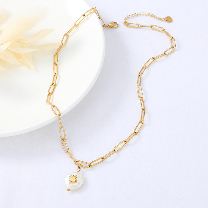 Wholesale Jewelry Pearl Pendant Stainless Steel  Simple Necklace jewelry