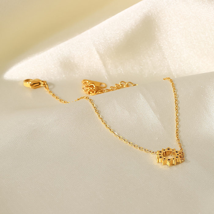 Pulseiras fashion floco de neve de aço inoxidável banhadas a ouro oco zircão pulseiras de aço inoxidável