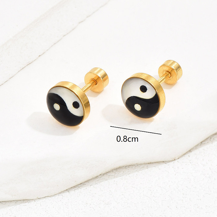 1 Pair Simple Style Cool Style Gossip Round Spider Web Stainless Steel  Inlay Artificial Gemstones Ear Studs