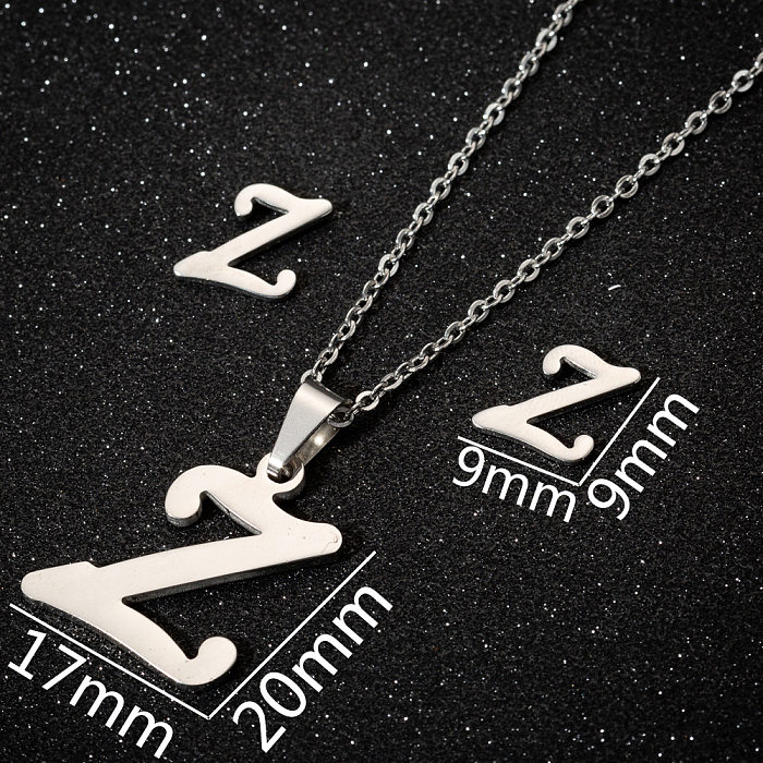 1 Piece 1 Pair Simple Style Letter Stainless Steel  Plating Necklace