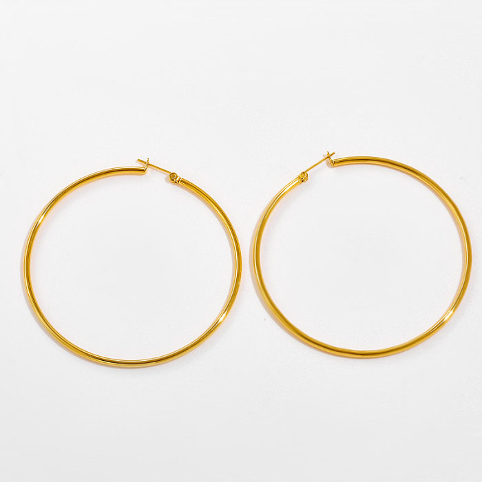 1 Paar einfache runde Edelstahl-Ohrringe mit 18-Karat-Vergoldung