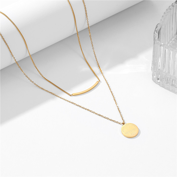 Basic Classic Style Round Stainless Steel Layered Necklaces