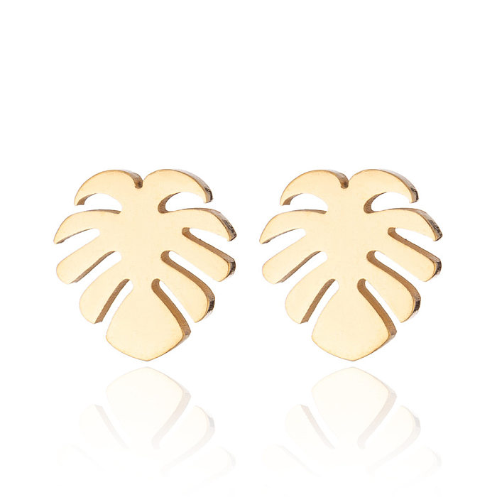 Women'S Fashion Palm Tree Stainless Steel  No Inlaid Ear Studs Stainless Steel  Earrings