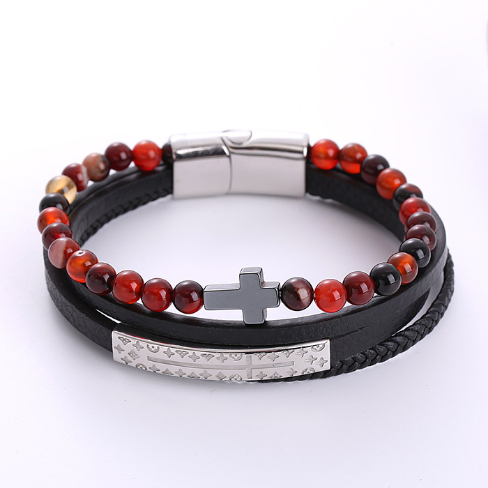 1 Piece Casual Cross Stainless Steel Bracelets