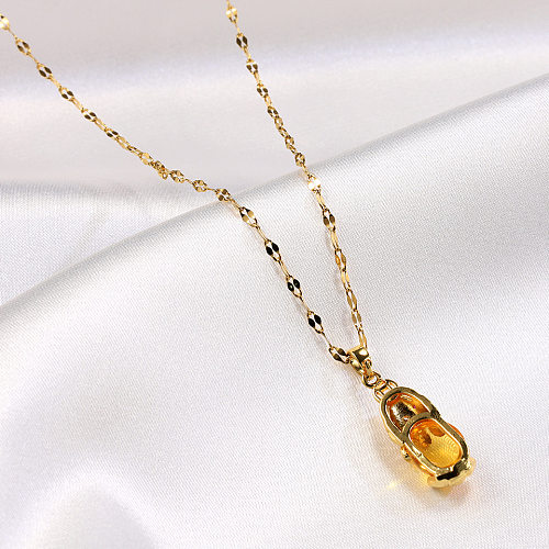 Lady Solid Color Stainless Steel  18K Gold Plated Pendant Necklace In Bulk