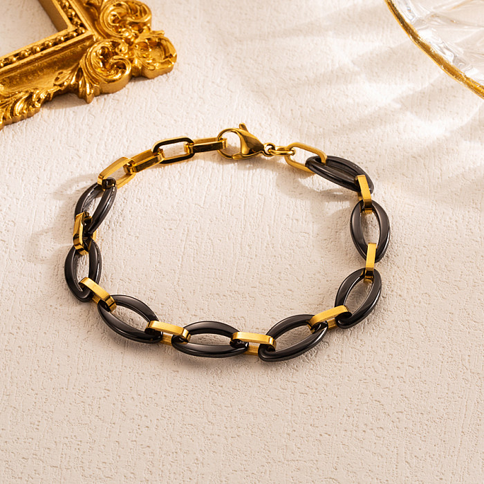 Casual Geometric Stainless Steel Ceramics 18K Gold Plated Bracelets