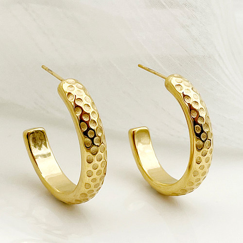1 par de pinos de orelha banhados a ouro, estilo vintage, estilo simples, formato C, ponto de polimento de aço inoxidável