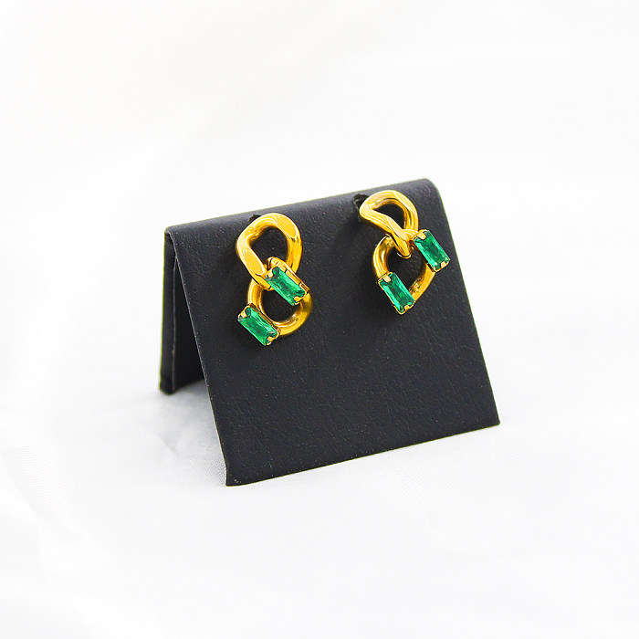 1 paire de boucles d'oreilles pendantes en acier inoxydable et Zircon plaqué or 18 carats, Style Simple, incrustation de chaîne