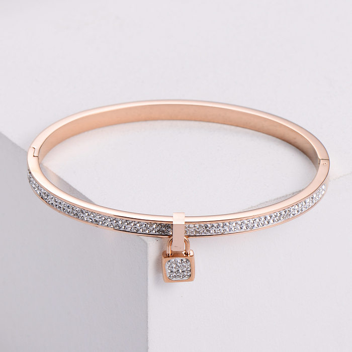 Joyería coreana al por mayor de la pulsera del acero inoxidable tachonada de diamantes de los diamantes de imitación de la cerradura de la moda